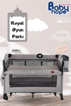 Bebeck 25 kg Kapasiteli Ayarlanabilir Katlanabilir 70x110 cm Anne Yanı Park Yatak Gri