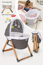 Kiwi Sleeper Ahşap 15 kg Kapasiteli Ayarlanabilir Katlanabilir 60x90 cm Anne Yanı Park Yatak Gri