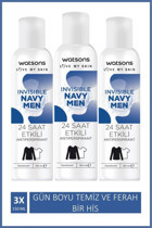 Watsons Invisible Navy Ter Önleyici Sprey Erkek Deodorant 3x150 ml
