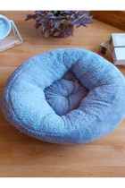 Be Active Ponchik Peluş Yıkanabilir Tek Fonksiyonlu 50x50x12 cm Simit Kedi Yatağı Mavi