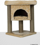 Lotus Furniture Pet Series İzmir Kare Tırmalamalı 2 Katlı İç Mekan Mdf-Peluş Kedi Evi Bal-Gri-Kahve