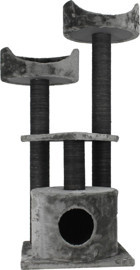 Lotus Furniture Pet Series Warsaw Kule Tipi Tırmalamalı 4 Katlı İç Mekan Mdf-Peluş Kedi Evi Gri-Kahve-Krem