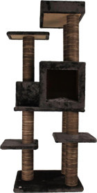 Lotus Furniture Pet Series Zürih Kule Tipi Tırmalamalı 4 Katlı İç Mekan Mdf-Peluş Kedi Evi Kahverengi