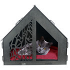 Evene Kulübe-No: 1 Dikdörtgen Tek Katlı İç Mekan Mdf Kedi Evi Siyah