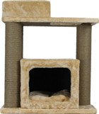 Lotus Furniture Pet Series Vilnius Kule Tipi Tırmalamalı 2 Katlı İç Mekan Mdf-Peluş Kedi Evi Bal-Beyaz -Gri