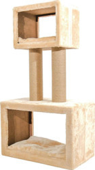 Lotus Furniture Pet Series Nantes Kule Tipi Tırmalamalı 2 Katlı İç Mekan Mdf-Peluş Kedi Evi Bej-Gri-Kahve