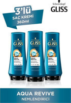 Gliss Aqua Revive Deniz Yosunu Nemlendirici Boyalı Kuru - Yıpranmış Saçlar İçin Kadın Saç Kremi 3 x 360 ml