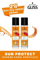Gliss Sun Protect Kayısı Yağı - Uva - Uvb Filtresi Onarıcı - Besleyici Boyalı Tüm Saçlar İçin Durulanmayan Kadın Saç Kremi 2 x 200 ml