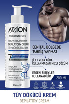 Axion Tüm Ciltler İçin Tüm Vücut Koltuk Altı Bacak Genital Bölge Erkek Tüy Dökücü Krem 200 ml