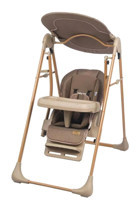 Baby Care BC530 Alüminyum 5 Noktalı Emniyet Kemeri 15 kg Kapasiteli Tekerleksiz Tepsili Oturaklı Salıncaklı Katlanır Portatif Mama Sandalyesi Kahve