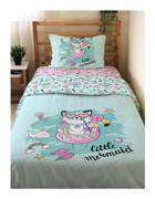 Evmila Çift Taraflı 160x220 cm Kedi Tek Kişilik Nevresim Takımı Yeşil