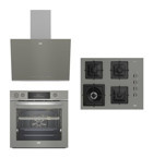 Beko BFC 631 G-Bock 6510 EWG-BDE 6062 G Dijital Doğalgazlı Cam Klasik Set Üstü Davlumbaz 3'lü Ankastre Set Gri