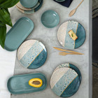 Keramika Colored 12 Parça 6 Kişilik Yeşil Desenli Stoneware Kahvaltı Takımı