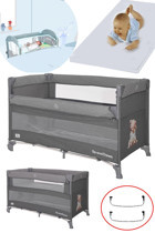 Lorelli Up And Down Metal-Plastik 25 kg Kapasiteli Taşınabilir Katlanabilir Ara Katlı 60x120 cm Sallanan Anne Yanı Park Yatak Gri
