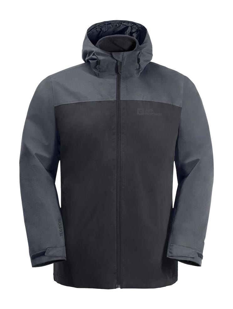 Jack Wolfskin Taubenberg 3in1 Softshell Gore Tex Su Geçirmez Fermuarlı Polyester Erkek Outdoor Mont Antrasit
