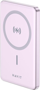 Havit PB5202 5000 mAh Hızlı Şarj Mıknatıslı Işıklı Micro USB & Type C Çoklu Bağlantı Kablosuz Powerbank Mor