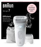 Braun Silk-Epil 7 7-041 Genital Bölge Koltuk Altı için 40 Cımbızlı 3 Başlıklı Kablosuz Işıklı Islak Kuru Epilasyon Aleti Beyaz