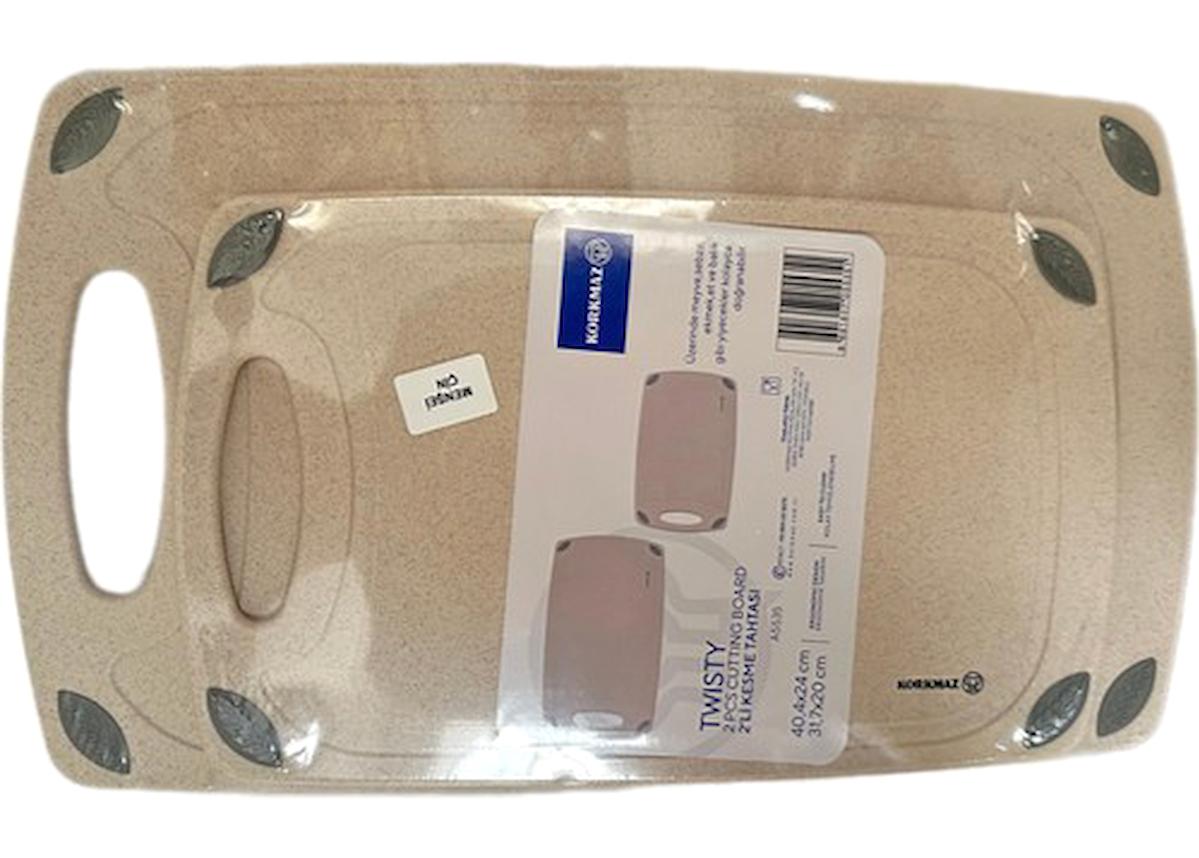 Korkmaz A5535 Twisty Plastik Orta Antibakteriyel Gri İkili Kesme Tahtası