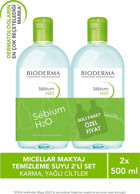 Bioderma Sebium H2O Micellar Yağlı ve Karma Ciltler Makyaj Temizleme Suyu 2x500 ml