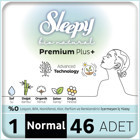 Sleepy Bio Natural Premium Plus Organik Antialerjik İnce 46'lı Hijyenik Ped