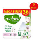 Molped Pure & Soft Mega Organik Antialerjik İnce 36'lı Hijyenik Ped 3 Adet
