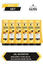 Gliss Oil Nutritive Marula Yağı Parlaklık Veren Saç Kremi 6x360 ml