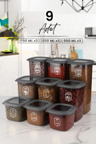 Kitchen Life 9'lu Dikdörtgen Plastik Saklama Kabı 3x1.75 lt-3x1.2 lt-3x550 ml