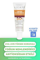 Licape Tinted Renkli 50 Faktör Tüm Ciltler İçin Leke Karşıtı Nemlendirici Ton Eşitleyici Mineral Filtreli Kapatıcılı Suya Dayanıklı Yüz Güneş Kremi 30 ml