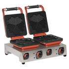Omake Çiçek İkili Çift Taraflı Kırmızı Waffle Makinesi