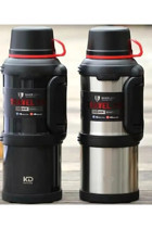 Helinaria Travel Pot Paslanmaz Çelik 4 lt Outdoor Termos Termos Gümüş - Siyah