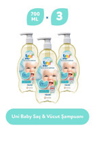 Uni Baby Göz Yakmayan Hipoalerjenik Yenidoğan İçin Bebek Şampuanı 3x700 ml