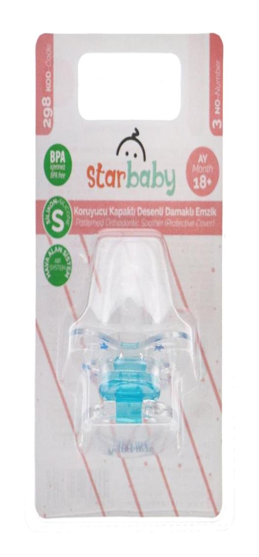 Star Baby 298 No:3 18 Ay+ Damaklı Silikon Emzik Mavi