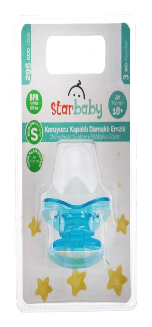 Star Baby 295 No:3 18 Ay+ Damaklı Silikon Emzik Mavi