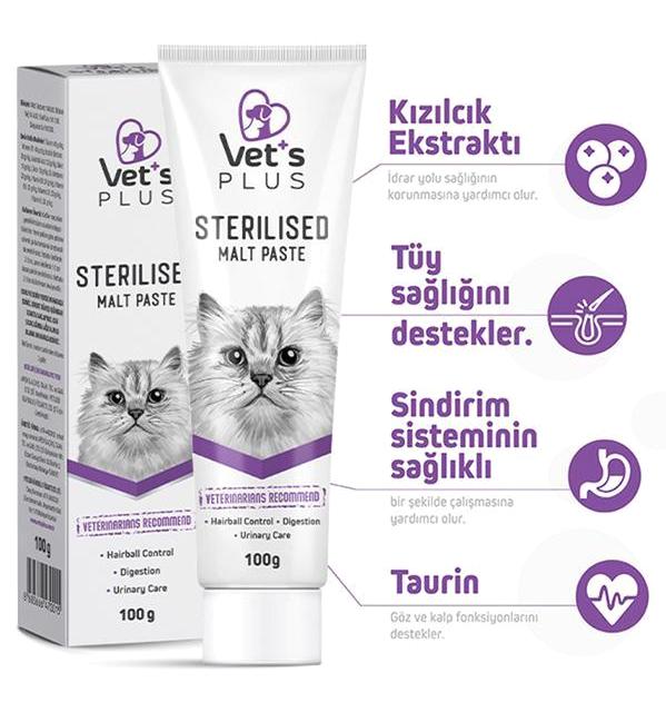 Vet's Plus Urinary Care Multivitamini İdrar Yolu Destekleyici Yavru-Yetişkin Kedi Vitamini Macun 100 gr
