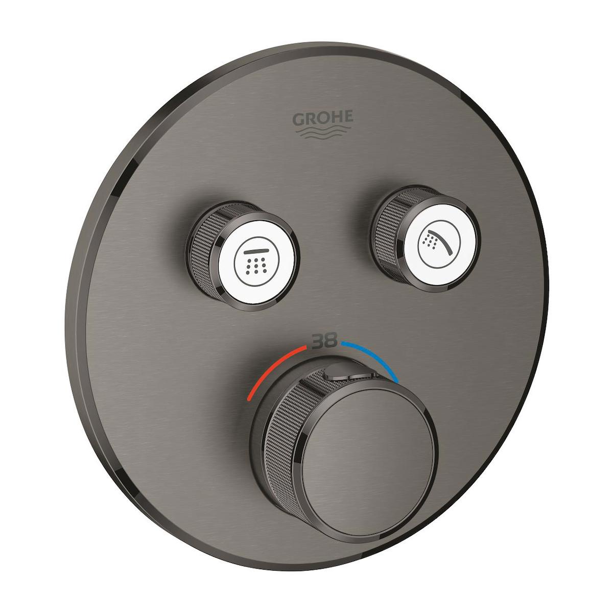 Grohe 29119ALO Krom Kaplama Tekli Çevirmeli Dereceli Ankastre Yuvarlak Banyo Bataryası Siyah