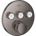 Grohe Grohtherm 29121A00 Krom Kaplama Üçlü Çevirmeli Dereceli Ankastre Yuvarlak Banyo Bataryası Antrasit