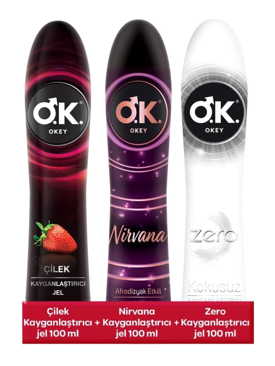 Okey Su Bazlı Çilekli Kayganlaştırıcı Jel 3x100 ml