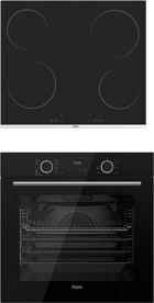 Ferre MS261 - XE63CS Dijital İndüksiyon Doğalgazlı Cam Modern Ankastre Fırın Ocak 2'li Ankastre Set Siyah