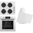Ferre QMS63CB - CS206 - D078 Dijital Doğalgazlı Cam Klasik Set Üstü Davlumbaz 3'lü Ankastre Set Beyaz