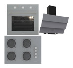 Termikel O6435C A - BH P7144C A - CH S6532C Dijital Doğalgazlı Cam Modern Set Üstü Davlumbaz 3'lü Ankastre Set Gri