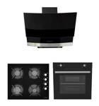 Alveus MOD NOF-GLS640-MFA604 Dijital Doğalgazlı Cam Modern Set Üstü Davlumbaz 3'lü Ankastre Set Siyah