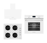 Femaş 5001 - B 3140 - FD 102 Dijital Doğalgazlı Cam Klasik Set Üstü Davlumbaz 3'lü Ankastre Set Beyaz