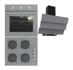 Termikel BO O6435C A - BH P6144C A - CH S6532C BA Dijital Doğalgazlı Cam Modern Set Üstü Davlumbaz 3'lü Ankastre Set Gri