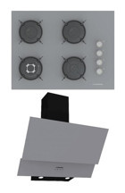 Termikel P7194C A - CH C6532C BA Dijital Doğalgazlı Cam Klasik Ocak Davlumbaz İkili Set 2'li Ankastre Set Gri