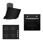 Bosch HBF010BA1T - D063 - CS205 Dijital Doğalgazlı Cam Klasik Set Üstü Davlumbaz 3'lü Ankastre Set Siyah