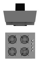 Alveus F17 - GLS640 Dijital Doğalgazlı Cam Klasik Ocak Davlumbaz İkili Set 2'li Ankastre Set Gri