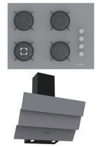 Termikel BH P7194C A - CH S6532C BA Dijital Doğalgazlı Cam Klasik Ocak Davlumbaz İkili Set 2'li Ankastre Set Gri