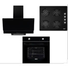 Alpina TYC00109321847 Dijital Doğalgazlı Cam Klasik Set Üstü Davlumbaz 3'lü Ankastre Set Siyah