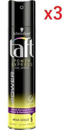 Schwarzkopf Taft Power Express No: 5 Sabitleyici Islak Görünümlü Provitaminli Saç Spreyi 3x250 ml