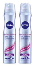 Nivea No: 4 Parlaklık Veren Islak Görünümlü Provitaminli Ekstra Güçlü Saç Spreyi 2x250 ml